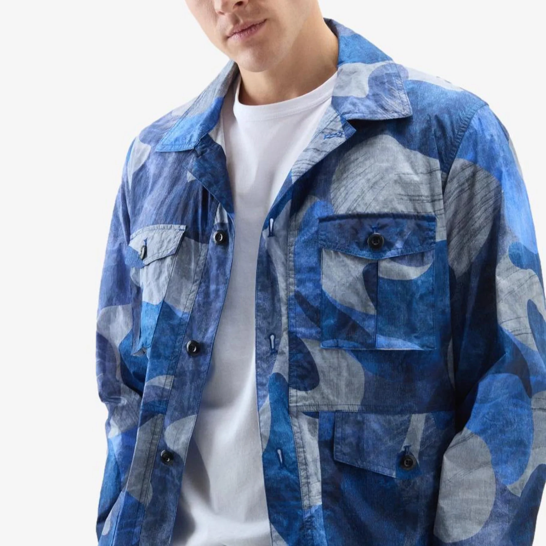 Camo Overshirt Royal Blue - Image 4